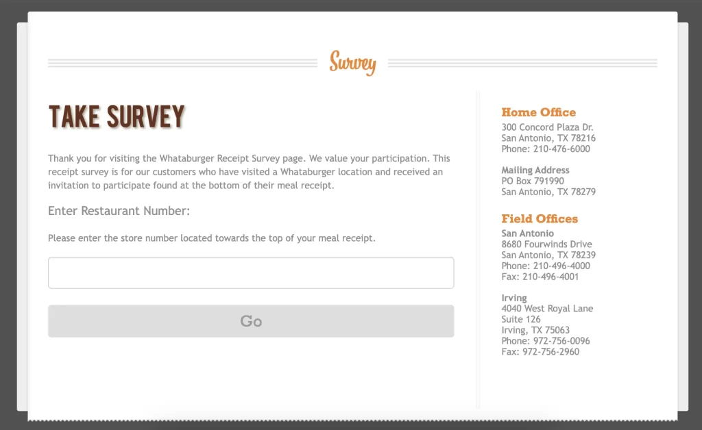 WhataBurgerVisit – Get Free Coupon – Whataburger Survey home page